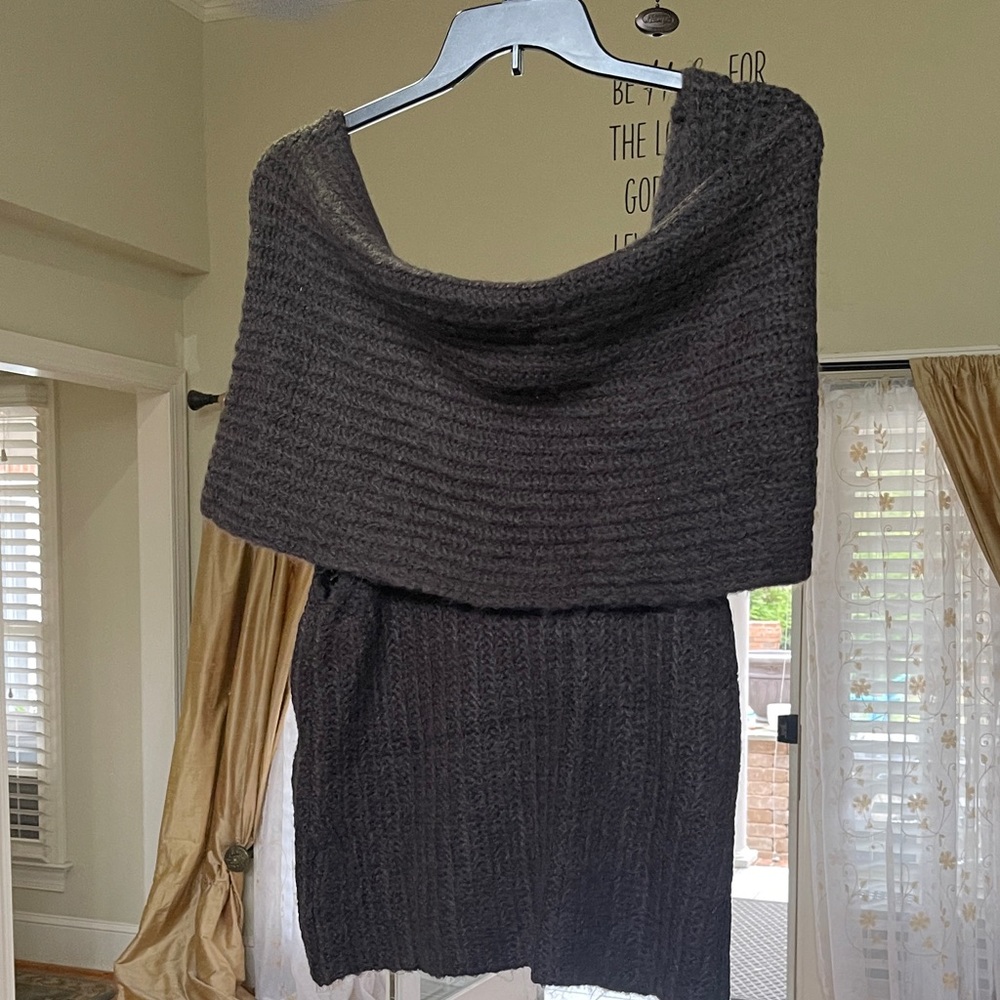 Free People Elegant Brown Off-Shoulder Sweater